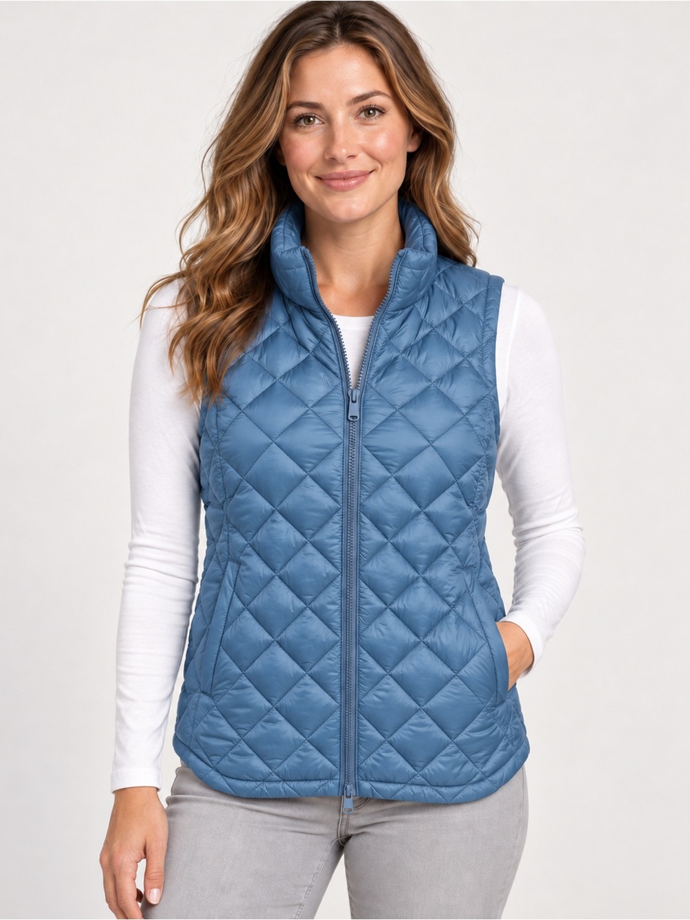 Athleta Women’s Small Blue Quilted Puffer Vest Full Zip Lightweight